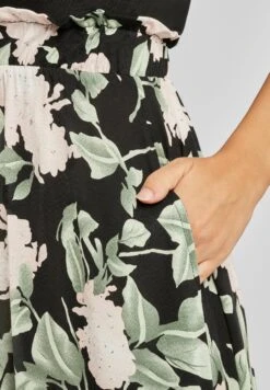 Buffalo Vestido Ligero - Schwarz Rosa Bedruckt -Buffalo 00d2601ce9634be7a53bfbf865c7cadc