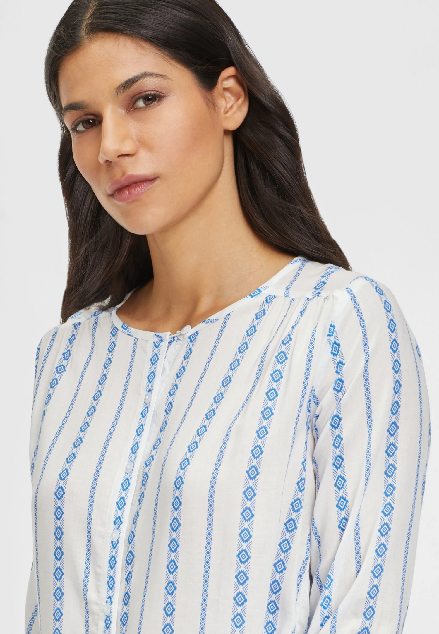 Buffalo Camisa - Creme-Blau-Bedruckt 4 Buffalo Camisa - Creme-Blau-Bedruckt - Imagen 4