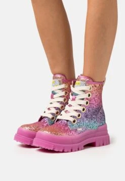 Buffalo Aspha Lace Up - Botines Con Plataforma - Fuchsia