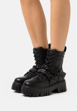 Buffalo Lion Mid Chain - Botines Con Plataforma - Black