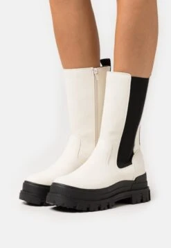 Buffalo Aspha Chelsea Hi - Botas Con Plataforma - Eggshell/Black