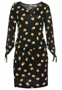 Buffalo Vestido De Tubo - Schwarz Gelb Bedruckt