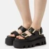 Buffalo Flora On - Sandalias Con Plataforma - Black