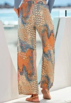 Buffalo Palazzohose - Pantalones - Orangeblaubedruckt -Buffalo 48bf9385b08943d48a04c60a20d1b32c