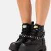 Buffalo Vegan Aspha Chain - Botines Con Plataforma - Black/Silver