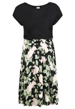 Buffalo Vestido Ligero - Schwarz Rosa Bedruckt -Buffalo 6023c2fc1f2946a6b717c6e94b31177c