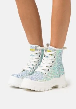 Buffalo Aspha Lace Up - Botines Con Plataforma - Silver/Purple