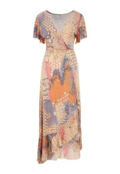 Buffalo Vestido Largo - Orange-Blau-Bedruckt -Buffalo c6ef9e376cc243adb0952bc8ca3359cb