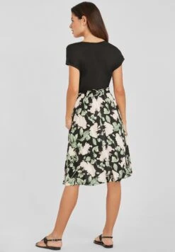 Buffalo Vestido Ligero - Schwarz Rosa Bedruckt -Buffalo d16d85726eb846f6ac019bbf09696b5c