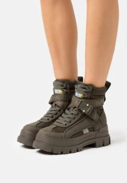 Buffalo Aspha Laceup Mid - Botines Con Cordones - Khaki