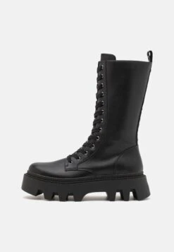 Buffalo Flora Laceup Hi - Botas Con Cordones - Black