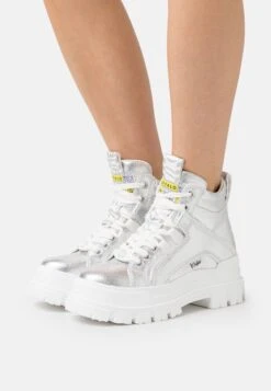 Buffalo Vegan Aspha Nc Mid - Botines Con Plataforma - Silver
