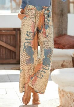 Buffalo Palazzohose - Pantalones - Orangeblaubedruckt -Buffalo e696405302fe4ea198baa51022884676