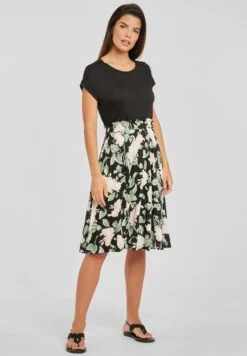 Buffalo Vestido Ligero - Schwarz Rosa Bedruckt